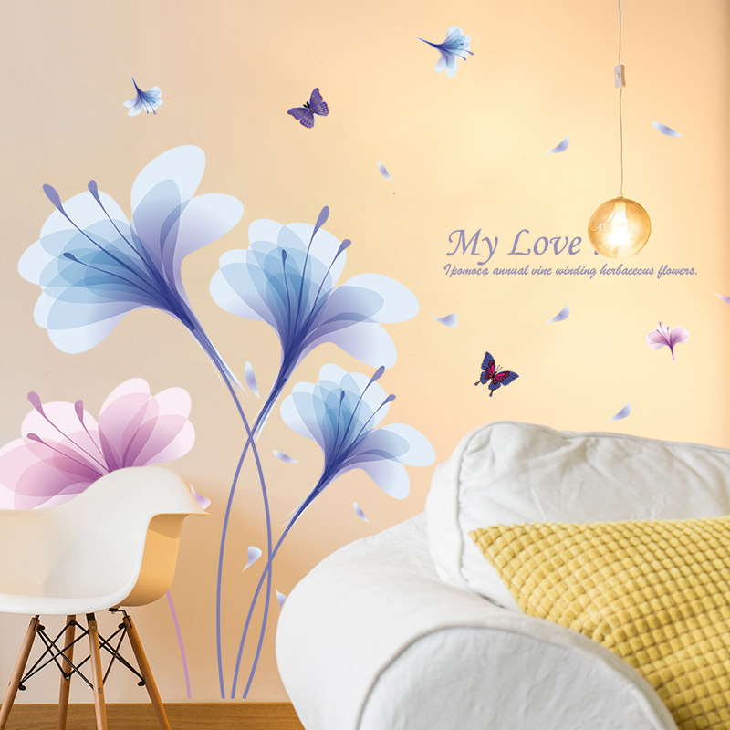 温馨植物花朵花卉贴纸沙发背景墙壁床头自粘贴花墙画墙面墙纸贴画