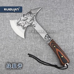 Wolf-head axe: High-hardness outdoor mountain axe, logging axe, battle axe, carpentry tool, fire-fighting axe—perfect for tree cutting and firewood splitting.
