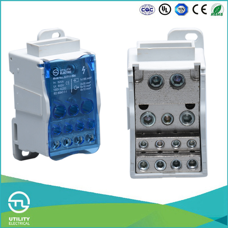尤提乐直销JUT11-500A大电流电缆铜接线端子盒 轨道式分接端子盒