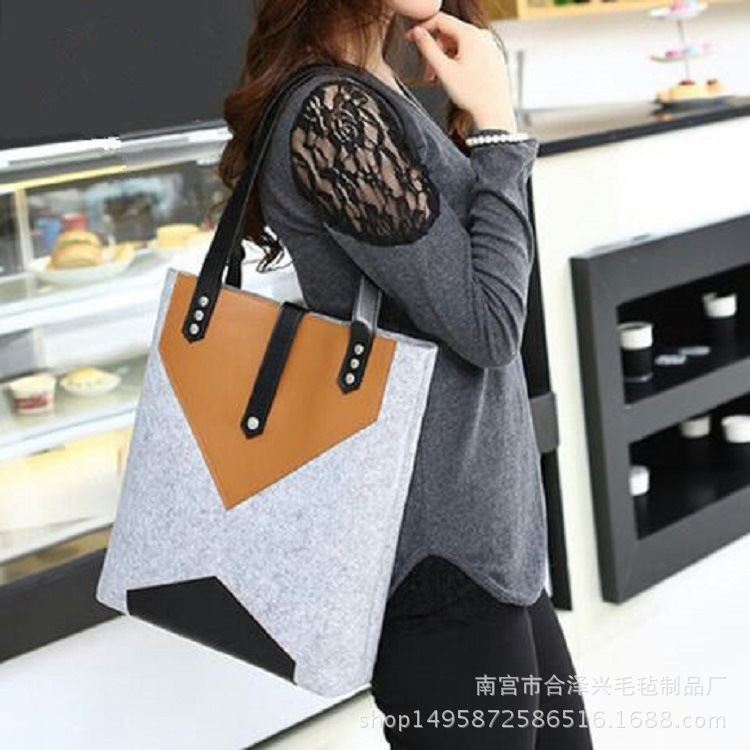 毛毡包  欧美风范毛毡手提包时尚毛毡女士手提斜跨包
