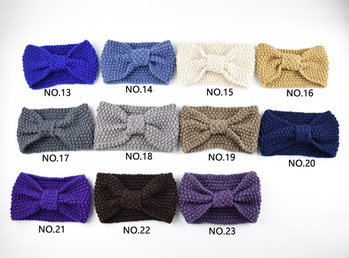 European and American corn kernel bow knitted wool headband sports headband ear protection headband handmade warm headband