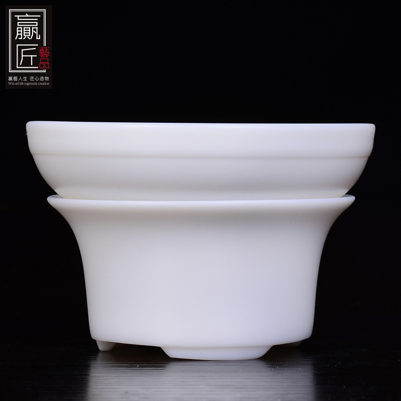Ganar artesanía moral porcelana blanca Kung Fu juego de té ceremonia del té accesorios Jade porcelana té colador cerámica Filtro de acero inoxidable Filtro de té