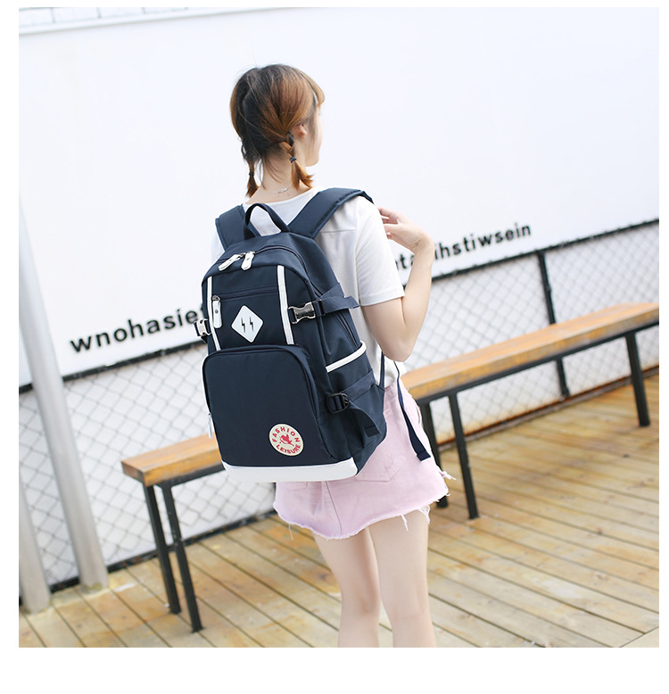 Fashion Solid Color Square Zipper Functional Backpack display picture 4