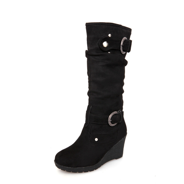 Women’s boots with high heels round head large size new women’s boots in autumn and winter