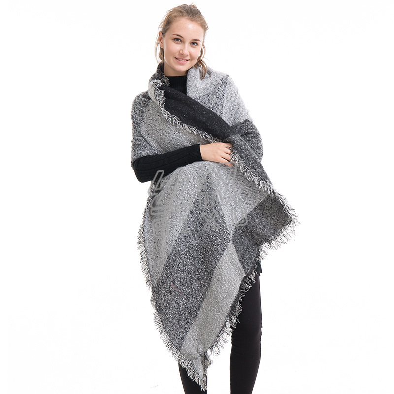 外贸秋冬热销女士仿羊绒围巾斜角羊绒披肩保暖加厚欧洲站批发