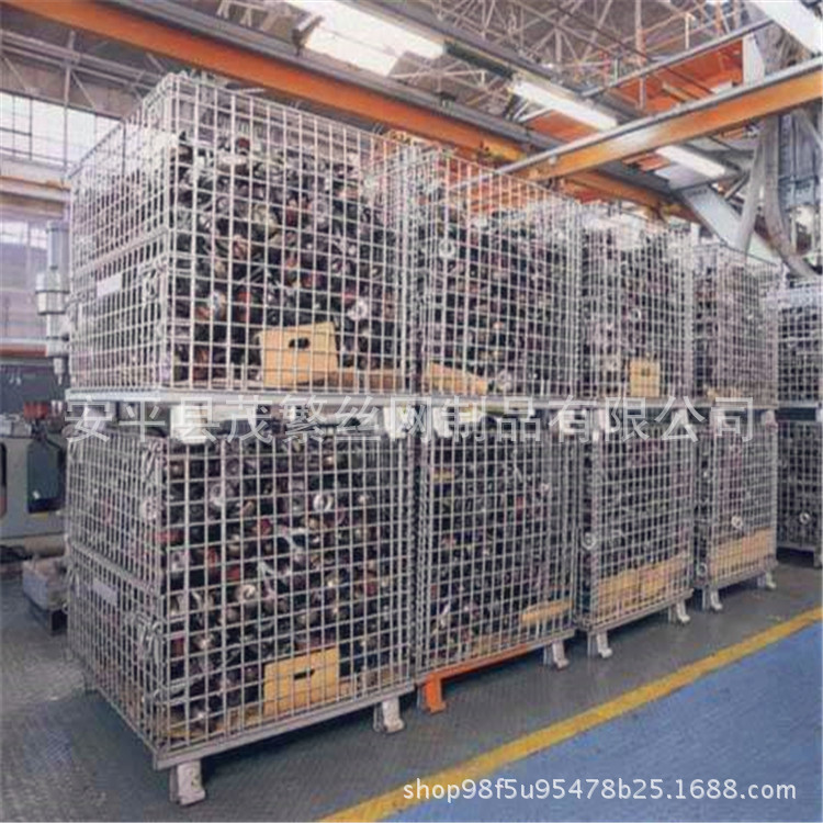 现货仓储笼 折叠式分拣货物仓储笼 承载量高带支架可折叠仓储笼