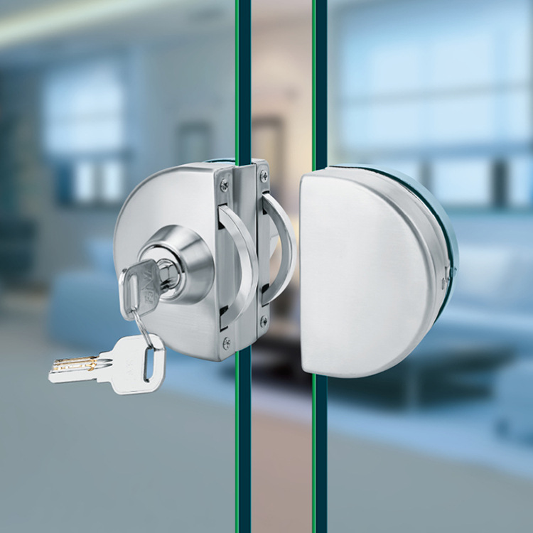 Glass Door Office Central locking Open hole Stainless steel Double Door Toughened glass Sliding Door Pin