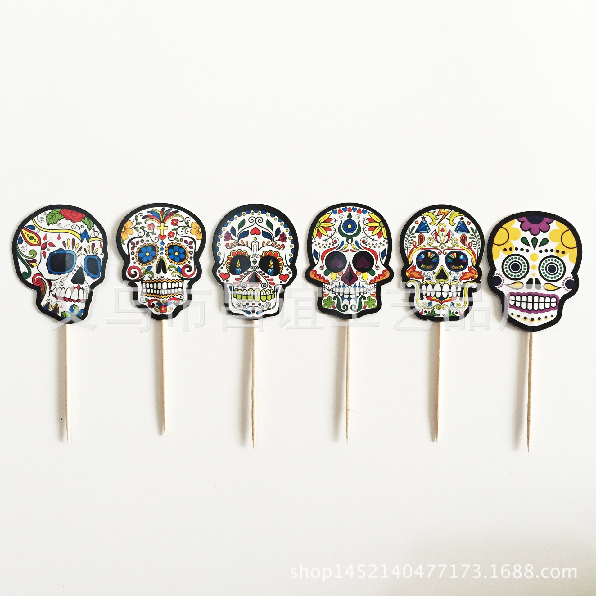 新品蛋糕装饰花式鬼头蛋糕插牌 鬼节HALLOWEEN骷髅头蛋糕插签