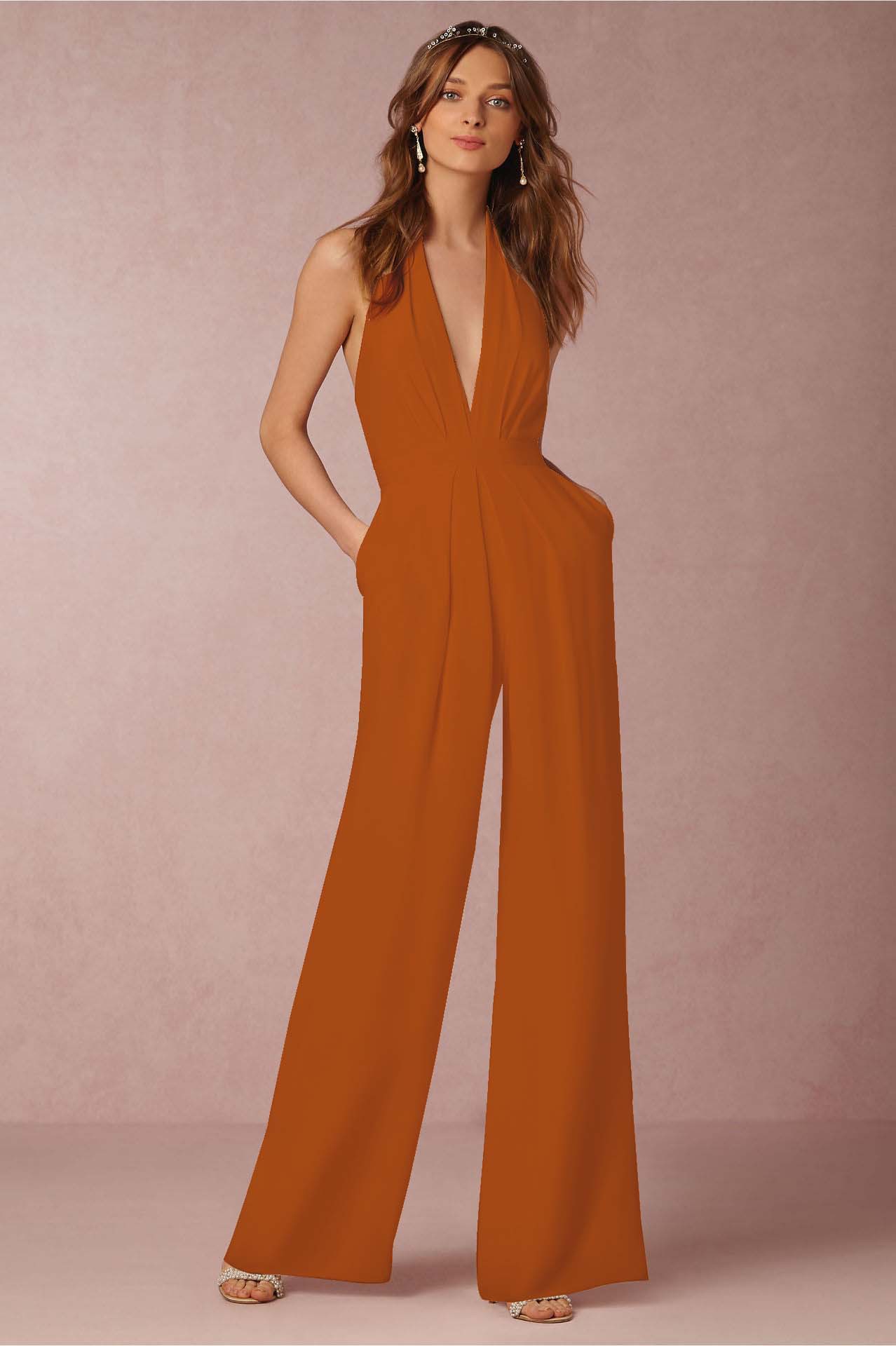 New Causal Women's Casual O Neck Jumpsuit Half Sleeve