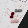 Demi-season asymmetrical cute earrings heart-shaped from pearl, Korean style, wholesale