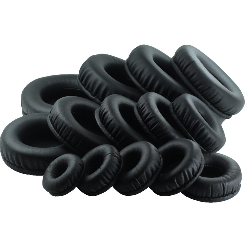 Dry tone Black protein leather memory foam slow rebound sponge earphone cover pad round 45678910 wholesale and retail