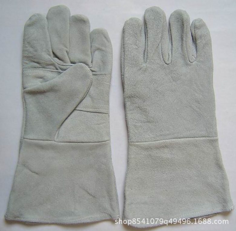 灰色牛二层驳掌电焊劳保手套皮革手套批发电焊手套电焊专用