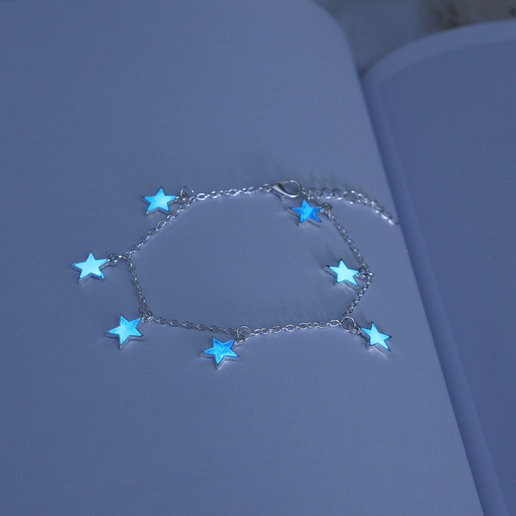 10g Weight Anklet Classification Wholesale Jewelry Ethnic Style Simple Style Pentagram Star Ethnic Alloy Luminous Tassel Anklet