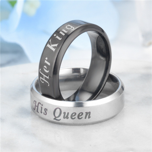 European and American Best-Selling New Herking His Queen Queen Fashion Couple's Ring Pair Manufacturer's Hot Selling Item