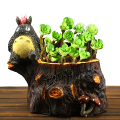 Totoro tree stump Duoduolong micro landscape succulent resin flowerpot Doudouchuang Totoro succulent flowerpot manufacturer wholesale