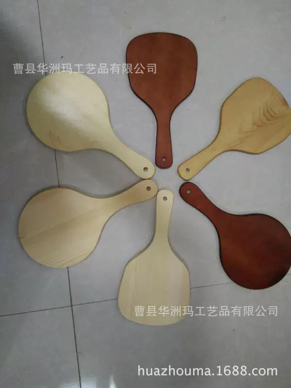 Wooden mirror, square handle from natural wood