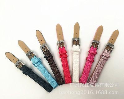 闪光金粉时尚女款手表带 皮表带 PU皮手表带 仿真皮手表带 可定制|ru