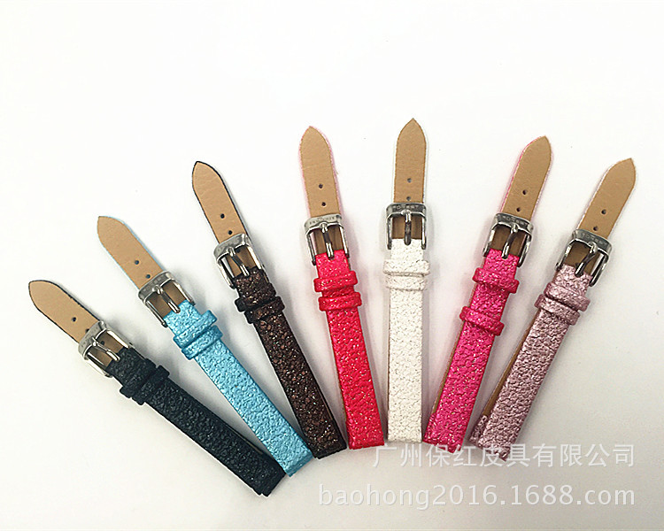 闪光金粉时尚女款手表带 皮表带 PU皮手表带 仿真皮手表带 可定制|ru