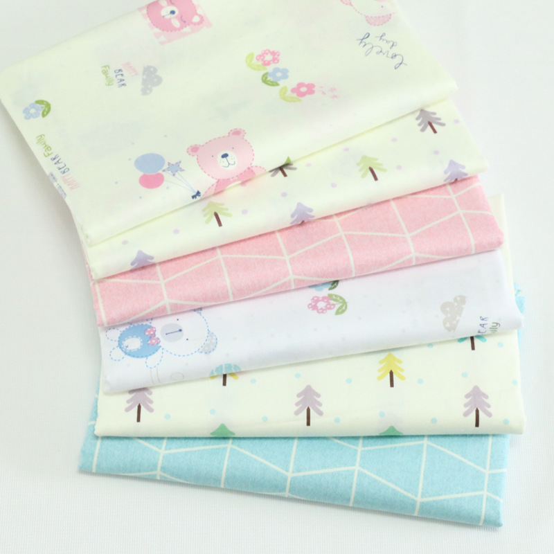 卡通小熊杉树印花布料 宝宝包被婴幼儿床单被套斜纹面料批发 厂家