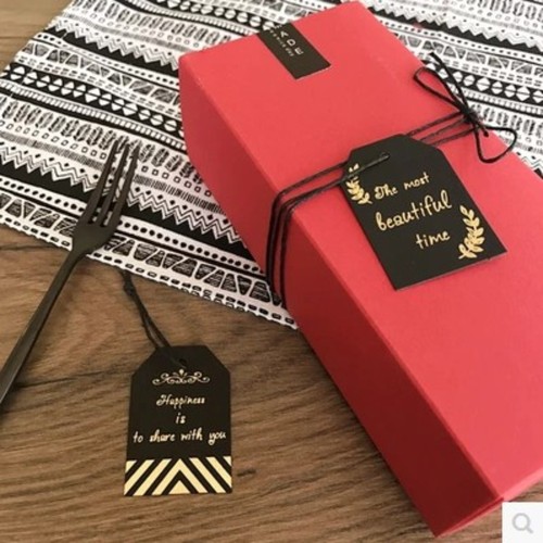 Baking packaging, 6 pieces, black gold stamping decorative tags, biscuits, pastries, cake boxes, decorative tags, gifts