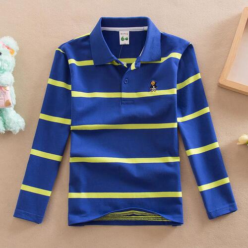 Bala bala children's T-shirt spring and autumn boys' long-sleeved T-shirt Korean style children's pure cotton lapel polo shirt