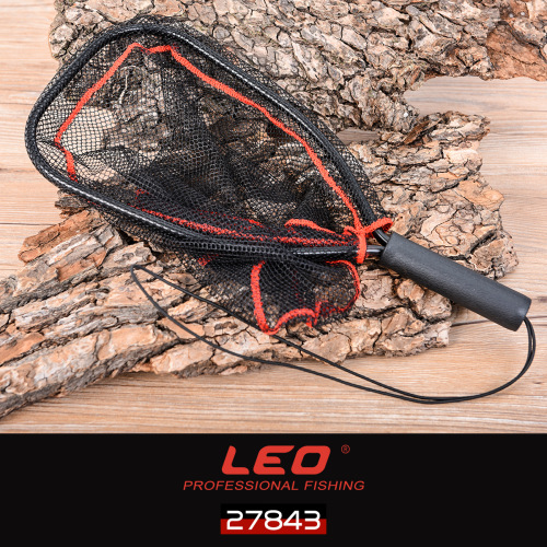 27843 LEO/LEO [Black and Red Aluminum Alloy Fly Fishing Net] Small Portable Lure Hand Net Fishing Gear