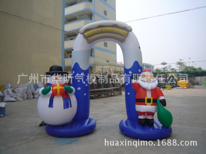 厂家 圣诞老人雪人拱门 卡通充气拱门气模型 圣诞节商场摆件装饰