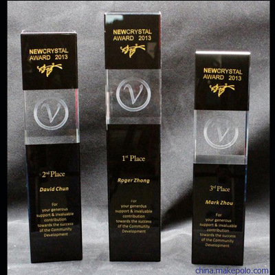 新款水晶柱黑色蓝色钻石奖杯 电影颁奖比赛竞赛活动用|ru