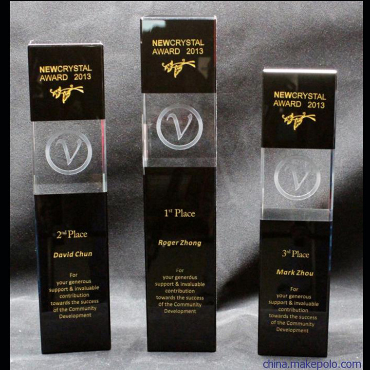 新款水晶柱黑色蓝色钻石奖杯 电影颁奖比赛竞赛活动用|ru