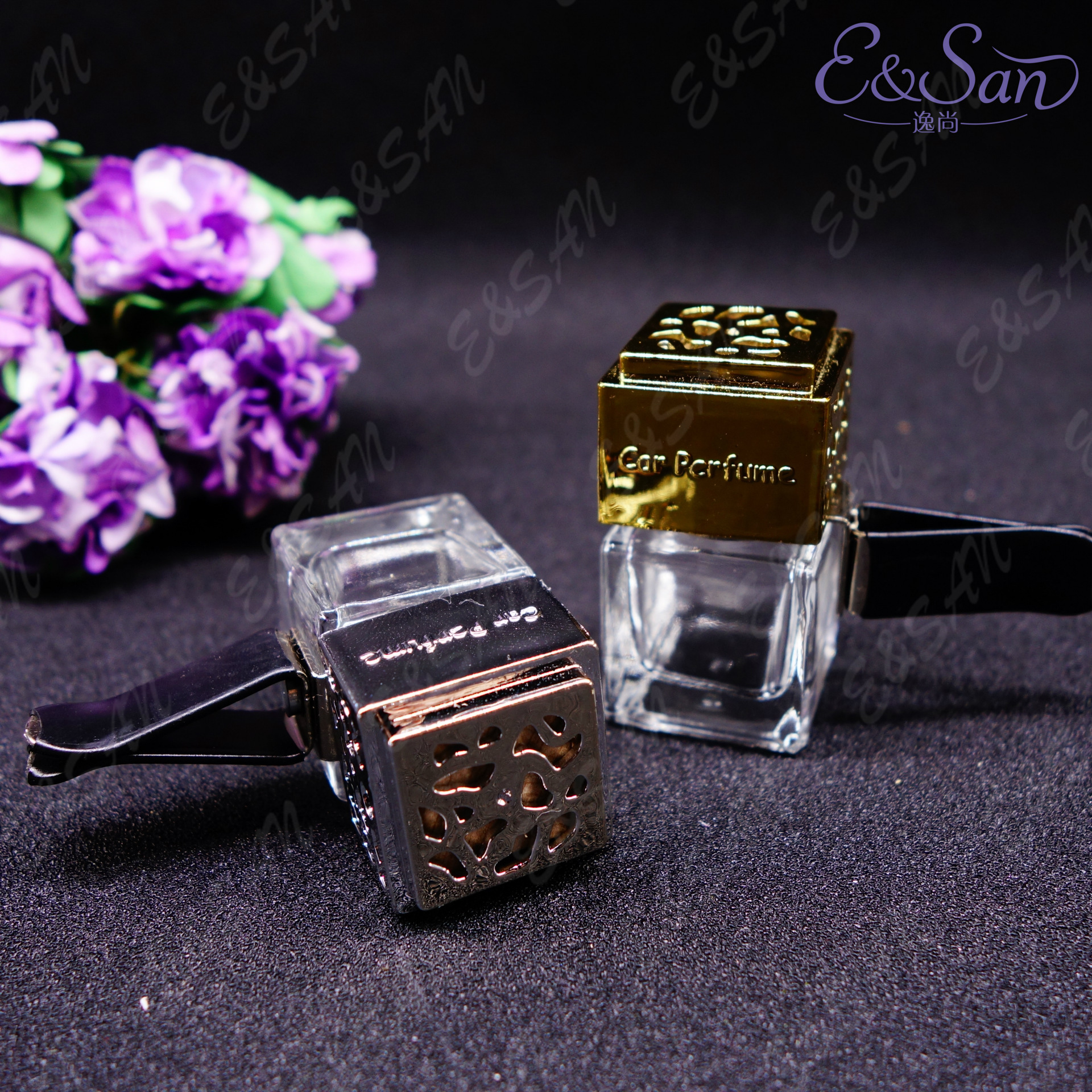 FMSK014-6ML四方形汽车风口瓶透明玻璃香水喷雾分装化妆品空瓶