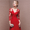 The bride new long sleeved banquet fashion company’s annual meeting women evening dress