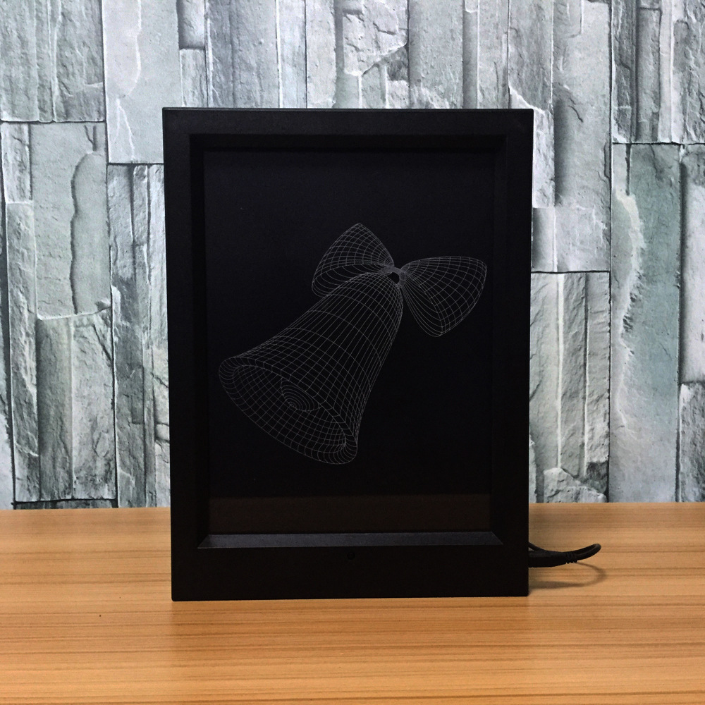 圣诞老人3D相框灯小夜灯 七彩触控遥控LED视觉灯