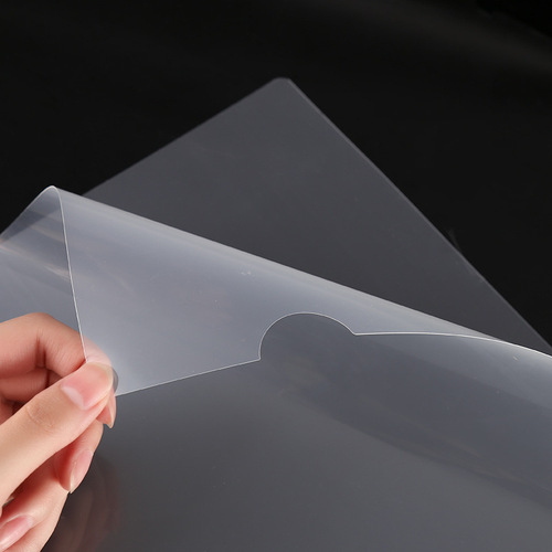 A4 single-chip folder L-shaped file folder Printable LOGO file protective cover Transparent single-chip folder two-page folder manufacturer
