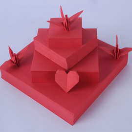大红色 千鹤纸折纸 彩色折纸 爱心桃心正方形折纸 儿童趣味手工纸