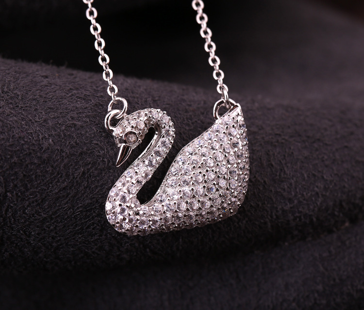 【2017正品满钻白天鹅项链 韩版时尚小天鹅项
