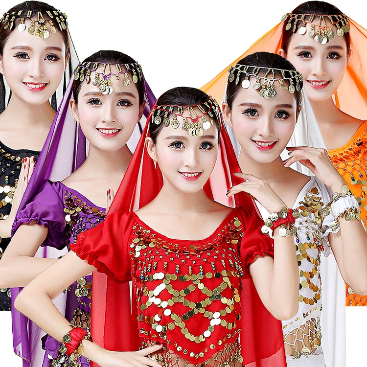 Танец живота шифоновый костюм с блестками с коротким рукавом и блестками Колокольчик с рукавом фонарь костюм для выступления танцевальный сценический костюм