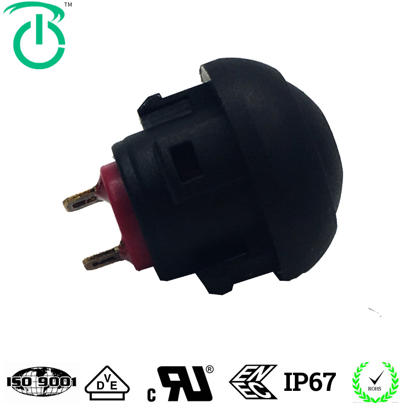 厂家生产开孔12mm复位自锁IP67塑料PB12防水按钮开关