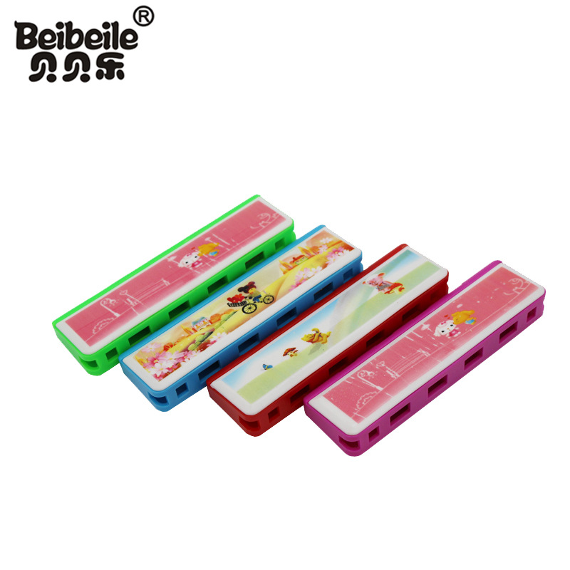 厂家批发Beibeile牌4孔8音儿童塑料小口琴地摊儿童乐器一件代发琴