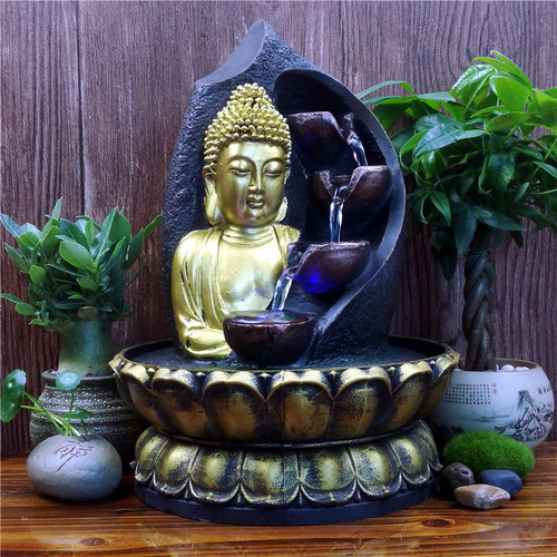 Factory Direct Sale Buddha Resin Craft Creative Waterfall Landscape Chinese Style Water Flow Ornament One Piece Drop Shipping