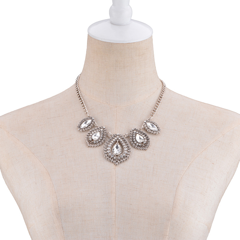 Geometric type alloy Diamond Necklace Set (Ancient gold)NHWF2862-Ancient gold