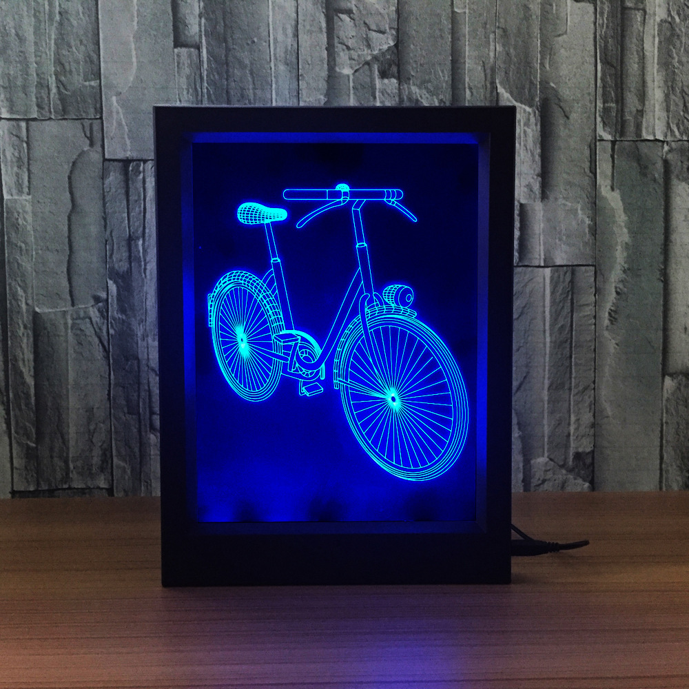 创意 3D相框灯 吉他 萨克斯 闹钟 相机 单车