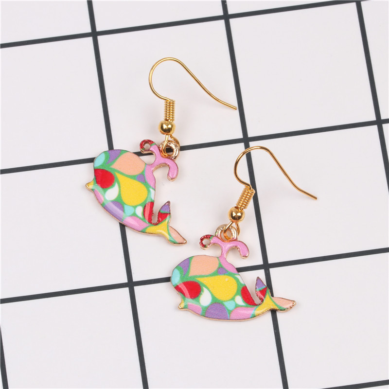 Fashionable Long Dolphin Big Fish Whale Cute Drop Glaze Cute Dolphin Delicate Sweet Earrings display picture 7