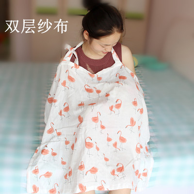 纯棉双层纱布婴儿哺乳巾妈妈外出喂奶挡布防走光遮羞巾推车遮阳巾|ru