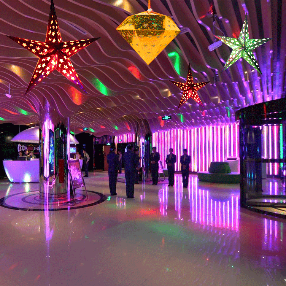 En stock vacaciones celebración decoración tridimensional láser Navidad estrella de cinco puntas techo decoración papel estrella escena pantalla