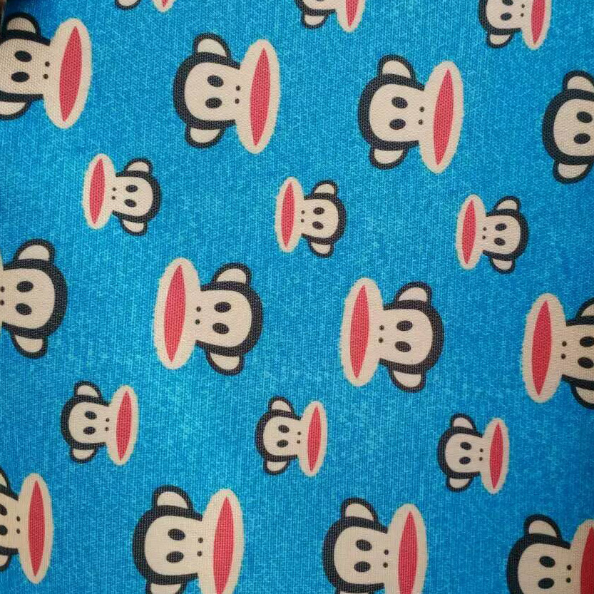 厂家全涤卡通猴子印花复合汽车座套布料面料中巴大巴校车座套布料