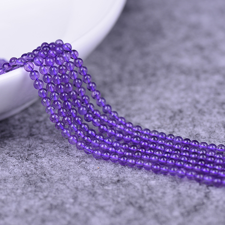 万仁 乌拉圭紫水晶散珠 DIY饰品配件 天然2-4mm紫晶半成品批发