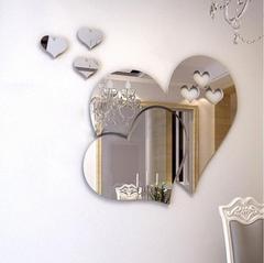 Heart-shaped mirror wall sticker creative home mirror sticker living room background wall decoration acrylic mirror sticker DIY