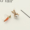 Cartoon asymmetrical cute earrings, carrot rabbit