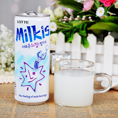 Korean imported beverage Lotte milk soda carbonated drink 250ml soda soft milk drink wholesale