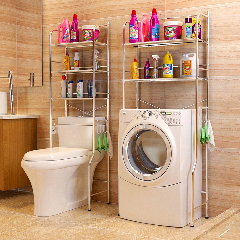 不锈钢卫生间浴室阳台置物架收纳整理储物架马桶架洗衣机置物架|ru
